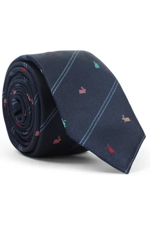 Paul Smith Homme, Accessoires, Bleu, Taille: ONE Size Cravate Rayée Homme avec Lapin