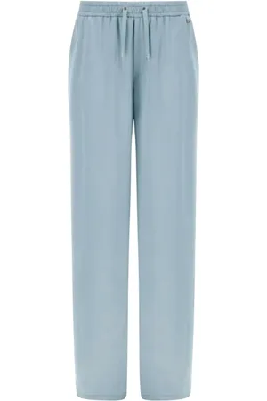 HERNO Femme, Pantalons, Bleu, Taille: 38 FR Élégant pantalon en satin à cordon