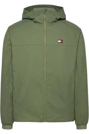 Tommy Hilfiger Homme, Vestes, Vert, Taille: L Veste à Capuche Verte - Logo Patché