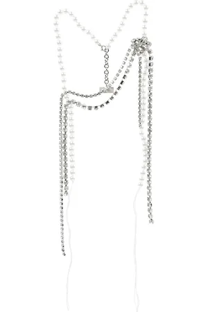 Maison Margiela Femme, Accessoires, Gris, Taille: ONE Size Collier de perles et zircons