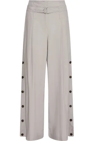 MARELLA Femme, Pantalons, Gris, Taille: 34 FR Pantalon Gris Fente Coton Popeline