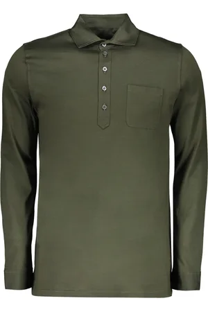 MOORER Homme, Tops, Vert, Taille: 4XL Polo en coton avec boutons en nacre