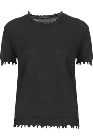 UMA WANG Femme, Tops, Noir, Taille: 42 FR Haut Drapé en Soie Noire