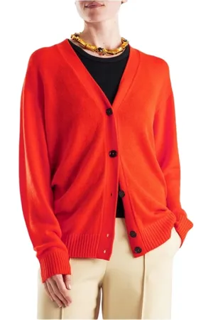 Jil Sander Femme, Pulls, Rouge, Taille: 38 FR Cardigan en Laine Mérinos Rouge