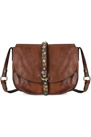 Campomaggi Femme, Sacs, Brun, Taille: ONE Size Sac Bandoulière Cognac avec Clous en Métal