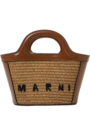 Marni Femme, Sacs, Brun, Taille: ONE Size Sac Mini Trunk en Rafia