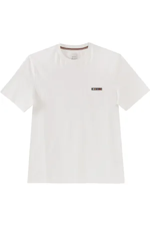 Paul Smith Homme, Tops, Blanc, Taille: L T-shirt en Coton à Manches Courtes avec Logo Multiriga