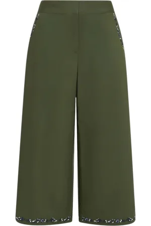 MARELLA Femme, Pantalons, Vert, Taille: 42 FR Pantalon Large Vert Brodé