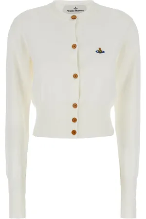 Vivienne Westwood Femme, Pulls, Blanc, Taille: 38 FR Gilet Court Blanc Pull