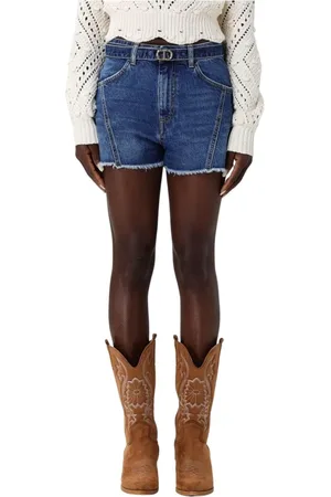 Twin-Set Femme, Shorts, Bleu, Taille: W25 Shorts en Denim Élégants avec Ceinture