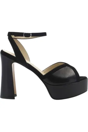 ANNA F. Femme, Chaussures, Noir, Taille: 39 EU Sandales en cuir et daim