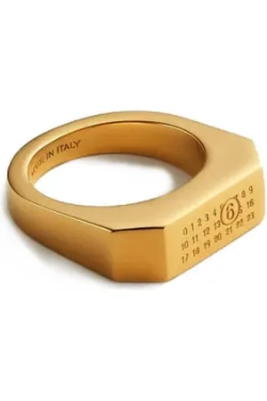 Maison Margiela Femme, Accessoires, Jaune, Taille: L Bague dorée avec signature numérique en laiton