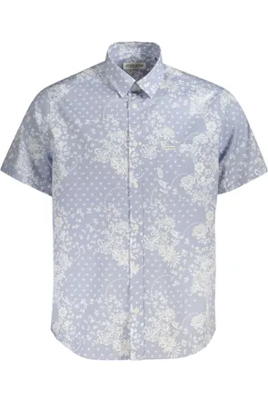 Guess Homme, Chemises, Bleu, Taille: M Chemise en Coton Bleu avec Col Italien