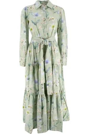 MC2 SAINT BARTH Femme, Robes, Vert, Taille: 42 FR Robe Longue en Coton à Boutons