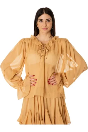 ACTUALEE Femme, Blouses et Chemises, , Taille: 36 FR Chemisier transparent en lurex avec volants