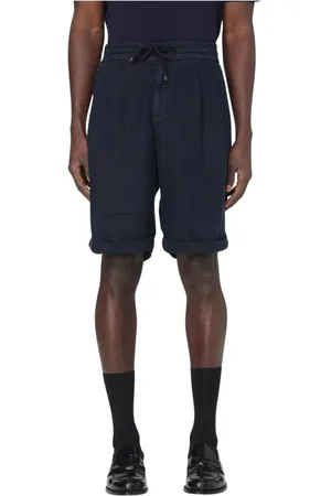 Brunello Cucinelli Homme, Shorts, Bleu, Taille: M Shorts Casual en Lin Bleu Homme