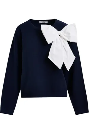 Essentiel Antwerp Femme, Pulls, Bleu, Taille: 40 FR Pull Côtelé Bleu Marine avec Détail Blanc Amovible