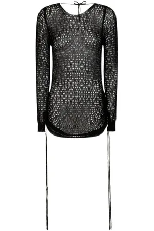 F**K Femme, Robes, Noir, Taille: 40 FR Robe courte avec cordon de serrage et tissu transparent