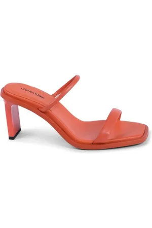 Calvin Klein Femme, Chaussures, Rouge, Taille: 40 EU Sandalette en Cuir Rouge Fabriquée au Portugal
