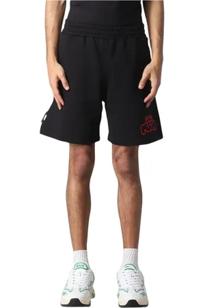 Msgm Homme, Shorts, Noir, Taille: L Shorts en Coton Noir à Imprimé Graffiti Élégants