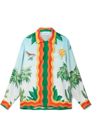 Casablanca Homme, Chemises, Multicolore, Taille: M Chemise en Soie Palm Springs Tennis Club