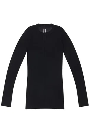 Rick Owens Homme, Tops, Noir, Taille: L T-shirts et Polos en Jersey côtelé noir