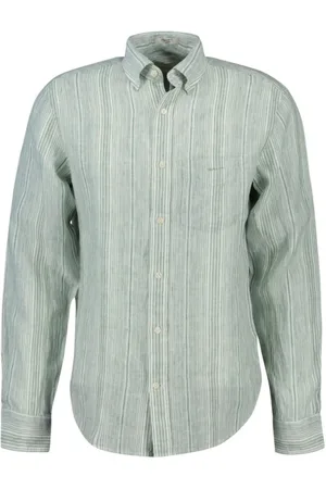 GANT Homme, Chemises, Vert, Taille: 2XL Chemise à rayures en lin