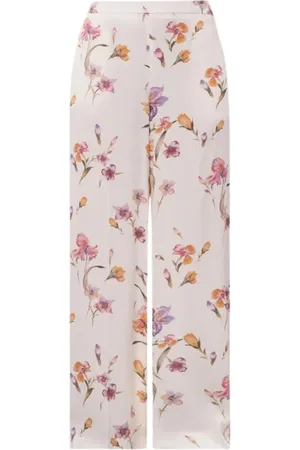 Twin-Set Femme, Pantalons, Blanc, Taille: 38 FR Pantalon large fleuri