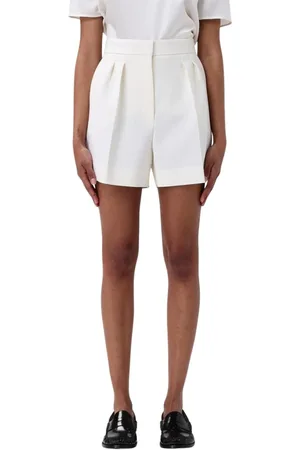 Max Mara Femme, Shorts, Blanc, Taille: 36 FR Shorts Plissés Blancs à Taille Haute