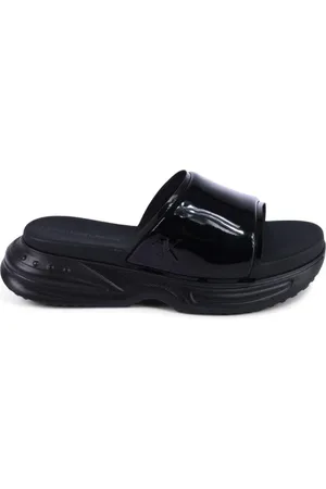 Calvin Klein Femme, Chaussures, Noir, Taille: 40 EU Mules Plateforme Cuir Verni Noir