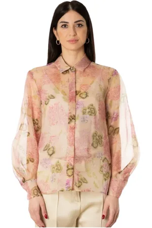 Max Mara Femme, Blouses et Chemises, Multicolore, Taille: 44 FR Chemise en Organza de Soie avec Boutons Cachés