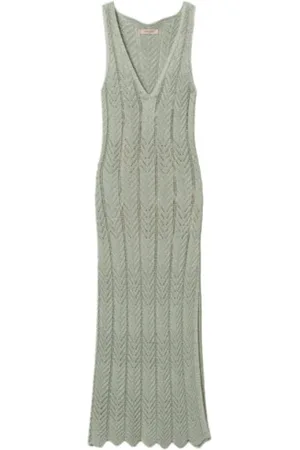 Twin-Set Femme, Robes, Vert, Taille: 40 FR Robe Vert Lurex avec Col en V