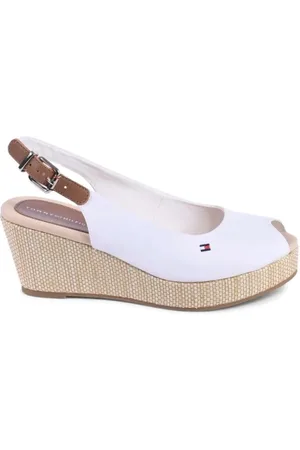 Tommy Hilfiger Femme, Chaussures, Blanc, Taille: 39 EU Sandales Compensées Blanches