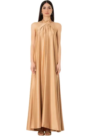 ACTUALEE Femme, Robes, Brun, Taille: 40 FR Robe en satin - Couleur chameau