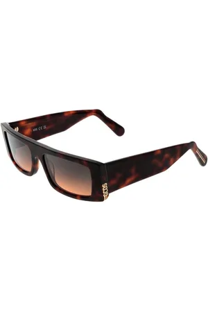 GCDS Unisex, Accessoires, Brun, Taille: ONE Size Lunettes de Soleil Marron Rectangle Verres Dégradés