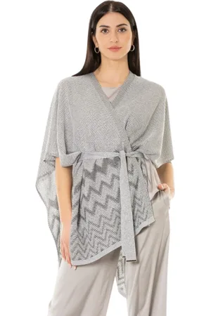 D.EXTERIOR Femme, Vestes, Gris, Taille: 38 FR Poncho de luxe dégradé avec ceinture amovible