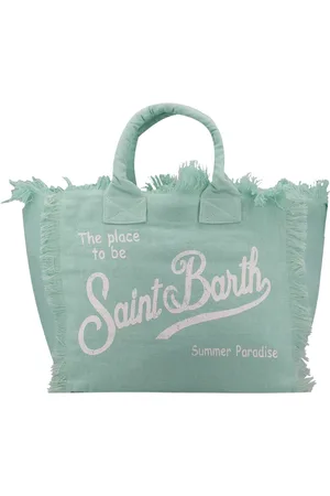MC2 SAINT BARTH Femme, Sacs, Vert, Taille: ONE Size Sac en Lin avec Logo Imprimé Fermeture Éclair