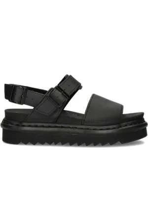 Dr. Martens Homme, Chaussures, Noir, Taille: 41 EU Sandales noires en cuir avec bride arrière