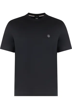 HUGO BOSS Homme, Tops, Noir, Taille: M T-shirt en coton avec logo sur le devant
