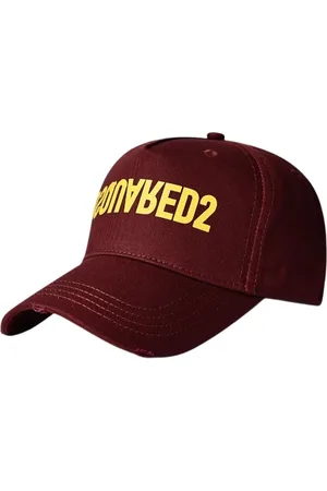 Dsquared2 Homme, Accessoires, Rouge, Taille: ONE Size Casquette en Gabardine de Coton Bordeaux