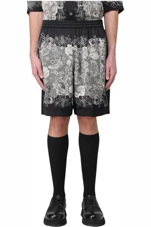Acne Studios Homme, Shorts, Noir, Taille: L Shorts en soie noire avec impression AllOver