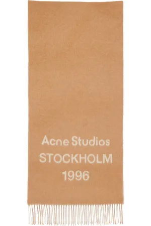 Acne Studios Unisex, Accessoires, Brun, Taille: ONE Size Écharpe Marron en Laine avec Franges