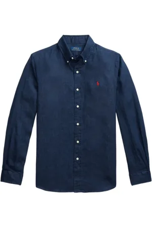Ralph Lauren Homme, Chemises, Bleu, Taille: L Polo Navy avec Col Boutonné