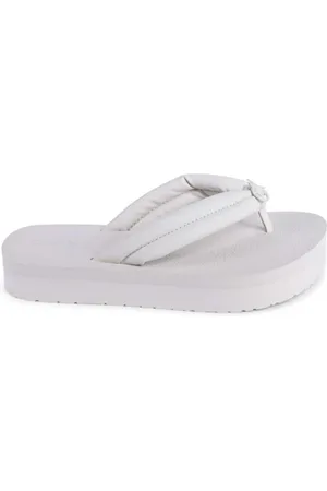 Calvin Klein Femme, Chaussures, Blanc, Taille: 40 EU Beige Thong Sandal Flip Flop