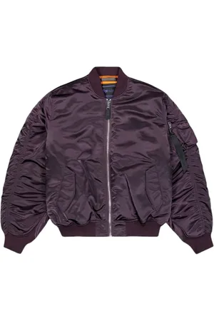Alpha Industries Homme, Vestes, Brun, Taille: S Bomber Marron avec Détails Côtelés