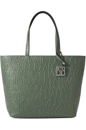 Armani Exchange Femme, Sacs, Vert, Taille: ONE Size Sac à Main en Similicuir Vert avec Détails Dorés