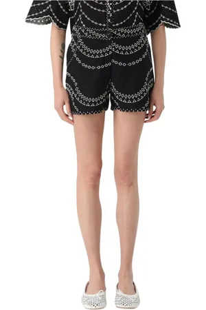 CHARO RUIZ IBIZA Femme, Shorts, Noir, Taille: 38 FR Jupe Mini en Dentelle Bohème