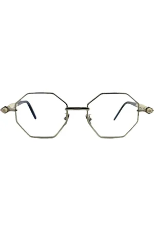 KUBORAUM Unisex, Accessoires, Gris, Taille: ONE Size Lunettes de Soleil Hexagonales en Métal et Acétate