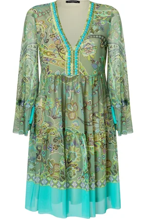 Ana Alcazar Femme, Robes, Vert, Taille: 42 FR Robe Déco Verte avec Col en V