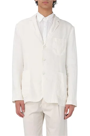 Aspesi Homme, Vestes, Blanc, Taille: L Blazer en Lin Blanc Coupe Classique
